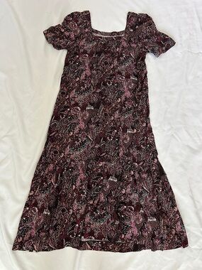 Maeve for Anthropologie:  Women’s Floral Print Maxi Dress in Burgundy and Pink